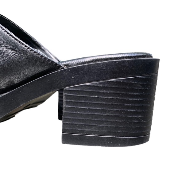 Apostrophe Platform Black Leather Chunky Clogs - Picture 6 of 7